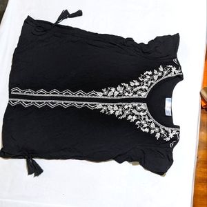 time and tru embroidered blouse cinched sz L